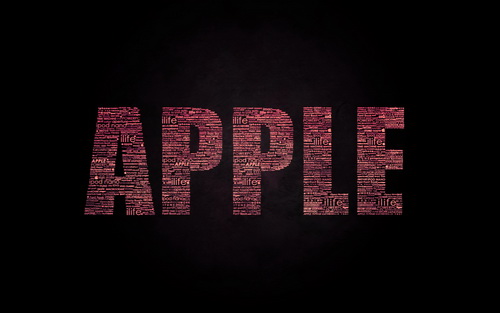 розовая надпись apple на черном фоне
