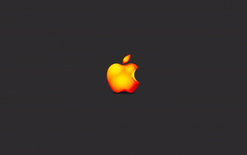 оранжевое яблочко apple на сером фоне