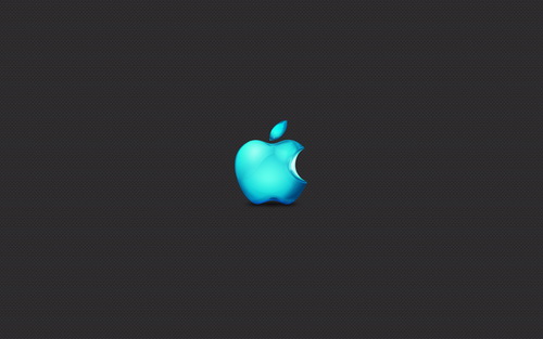 голубая картинка apple на черном фоне
